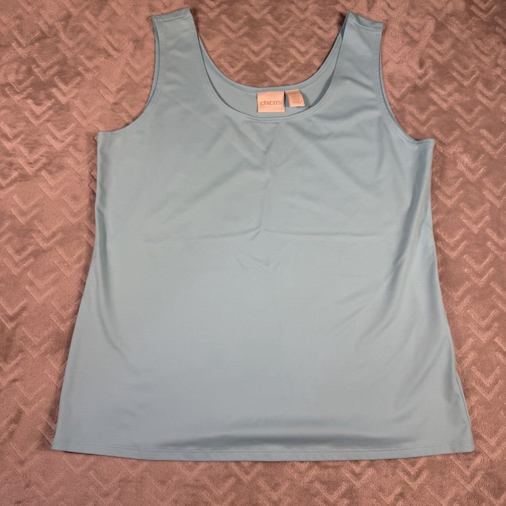 Chico's Women's Tank Top Microfiber Contemporary Medium (1) Blue Tee NWOT